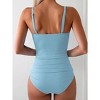 Eomenie Women's Swimsuit Tankini Tummy Control Bathing Suits Two Piece Full Coverage Slim Swim Suits with High Waisted Bottom - 2 of 3