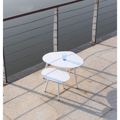 Whiteline Modern Living ST1601S-WHT White Rowan Side Table, Kidney Shape Aluminum, Small or Large