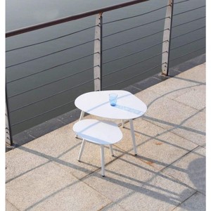 Whiteline Modern Living ST1601S-WHT White Rowan Side Table, Kidney Shape Aluminum, Small or Large - 1 of 4