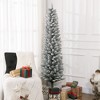 HOMCOM 6ft Frosted Artificial Pencil Christmas Tree with Metal Base, Snow Flocked Branches - 2 of 4