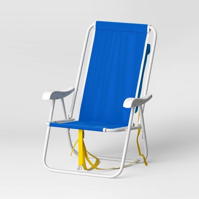 Recycled Fabric Outdoor Portable Beach Chair with Storage Space Blue - Sun Squad&#8482;