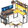 Aheaplus L Shaped Desk with Charging Staion and LED Light, Corner Desk with Hutch and Monitor Stand - 2 of 4