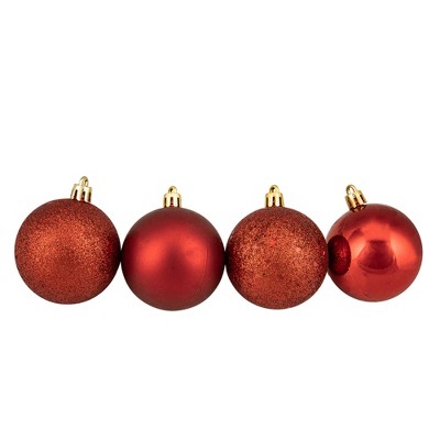 Red and White Shatterproof Glitter Christmas Ball Ornaments Set