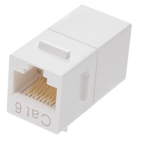 Monoprice 8P8C RJ45 Cat6 Inline Coupler Type Keystone Jack - White, Fits All Standard Keystone Wall Plates And Panels - 1 of 4