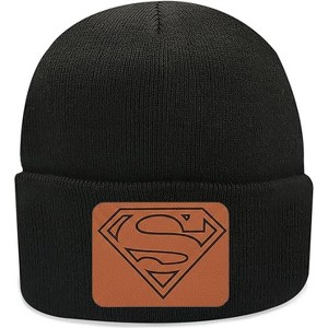 Beanie for Kids and Adults Winter Hat – Beanie with Superman Leather Patch Licensed (One Size) - 1 of 4