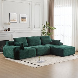 Sapphtopaz Modern Couches for Living Room with Memory Foam Upholstered Sectional Sofa with Corduroy Fabric Deep Loveseat for Living Room - 1 of 4