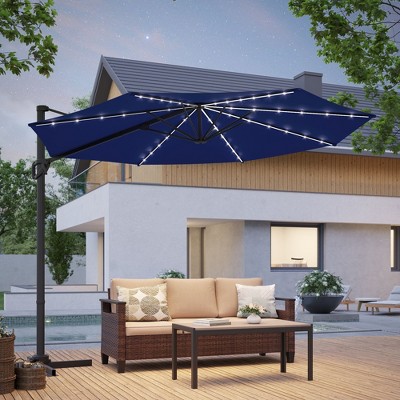 Sonkuki 10-ft LED Solar Lights Outdoor Octagon Cantilever Patio Umbrella