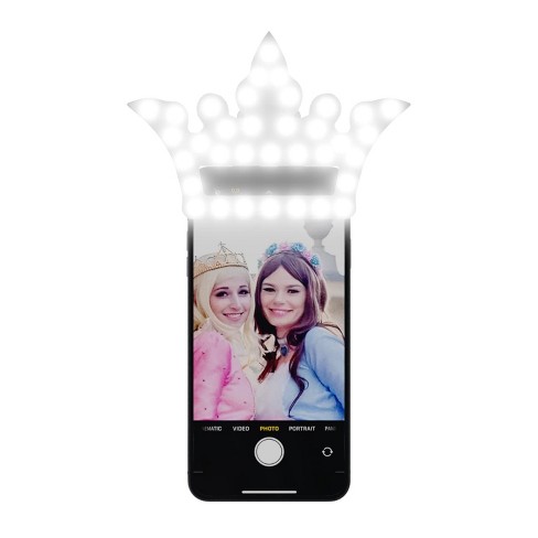 Disney LED Ring Light Princess Crown Selfie Clip-on Light for Smartphone (White) - image 1 of 4