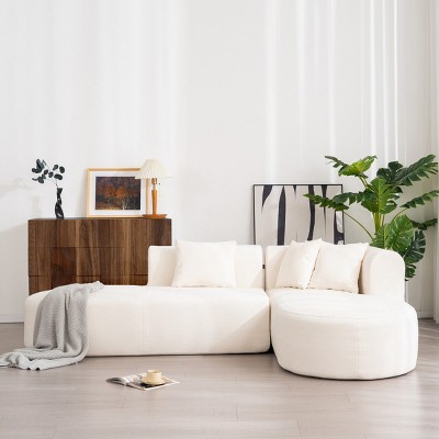 Modular Sectional Couch, L-Shaped Sectional Sofas, Chaise Lounge With 4 Plush Cushions, Upholstered Sofa Free-Combined-Cuddlewood