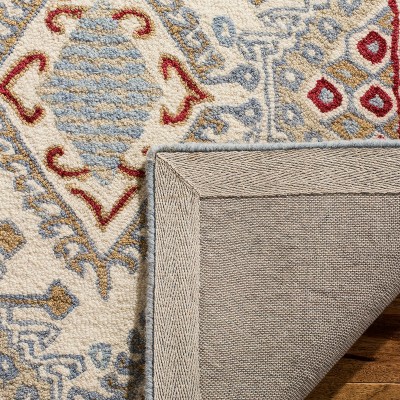 Ivory and Red Hand-Tufted Wool Area Rug, 2'6" x 4'