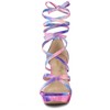 Allegra K Women's Opened Toe Tie Dye Platform Chunky Heel Lace Up Sandals - 3 of 4