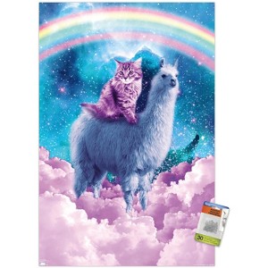 Trends International James Booker - Rainbow Llama Cat Clouds Unframed Wall Poster Prints - 1 of 4