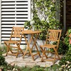 Outsunny Bistro Table and Chairs Set Of 2, Acacia Wood Patio Table, Wooden Folding Chairs, Varnished, 3 Piece Outdoor Furniture Set, Slatted, Teak - image 3 of 4