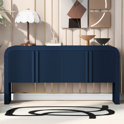 63" Wooden Console Table, Accent Sideboard Buffet Cabinet With Adjustable Shelves,Narrow Sofa Foyer Table for Living Room Hallway Entryway