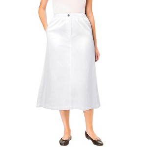 Woman Within Plus Size 7-Day Mockfly Denim Skirt - 1 of 4