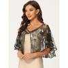 Allegra K Women's Sequin Beaded Bridal Cover-Up Evening Cape Flapper Bolero - 2 of 4