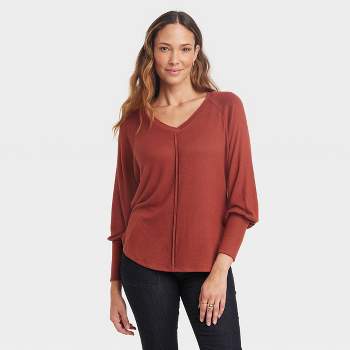 3/$40 Knox Rose XL Long Sleeve Top with Ombré Embroidered Pattern on Scoop  Neck