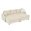 Oversize 102" Corduroy Upholstery Sectional Sofa Bed with 2 Storage Ottoman, Cup Holders & Phone Holder - 2 of 4