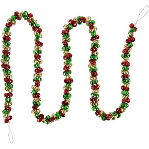 Northlight 5' Green, Gold and Red Jingle Bell Christmas Garland, Unlit - 1 of 4