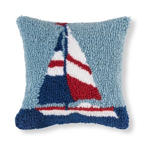 C&F Home 8" x 8" Sail Boat Hooked Small Petite Throw Pillow - 1 of 2