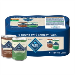 Blue Buffalo Homestyle Recipe Pate Variety Pack Turkey and Lamb Flavor Adult Wet Dog Food - 12.5oz/6pk - 1 of 4