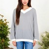 Anna-Kaci Women's V-Neck Waffle Knit Top with Contrast Trim and Relaxed Fit - 3 of 4