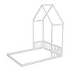 CAVINAS Full Size Wood Montessori Bed,Modern Floor Bed with House-Shaped Roof Headboard and Semi-Fence Design,Toddler Bed for Bedroom - 4 of 4