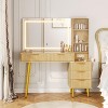 Large Vanity Desk with 36" Mirror and Lights,Fluted Makeup Glass Top Table with 5 Drawers - 2 of 4