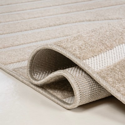 Anders High-Low Beige and Cream 8x10 Stripe Area Rug