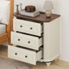 Nightstand with 3 Drawers Bedside Table Small Dresser for Bedroom Rustic White - 2 of 4