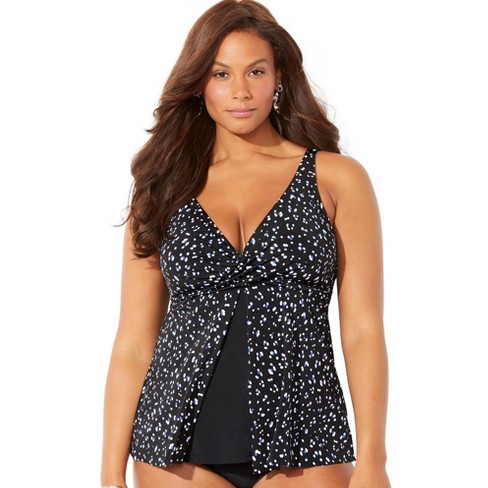 Swimsuits For All Women's Plus Size V-neck Twist Tankini Top - 30 ...