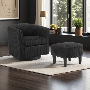 Corduroy Swivel Recliner Chair with Ottoman and Washable Cushion - 1 of 4