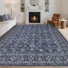 Vintage Rug for Living Room Washable Floral Print Bedroom Carpet, Non-Slip Oriental Distressed Floor Mat - 2 of 4