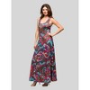 24seven Comfort Apparel Womens Pink and Brown Print Scoop Neck A Line Sleeveless Maxi Dress - 2 of 4