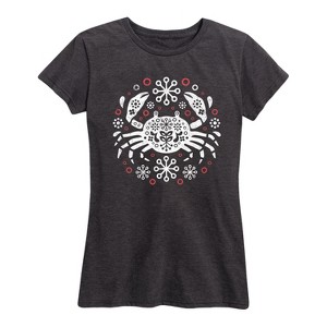 Women's - Instant Message - Scandinavian Christmas Crab Short Sleeve Graphic T-Shirt - 1 of 4