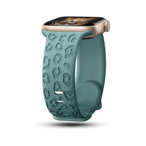 HTUTWOO Apple Watch Band 38mm 40mm 41mm, Leopard Pattern Soft Silicone Strap Compatible with iWatch Series 10 9 8 7 6 5 4 3 2 1 Ultra,Green - 1 of 4
