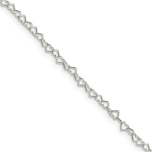 Black Bow Jewelry 3.5mm, Sterling Silver Heart Link Chain Necklace - 1 of 4
