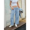 Womens Barrel Sweatpants High Waisted Wide Leg Pants Drawstring Athletic Baggy Pants Reverse Seam Barrel Pants with Pockets - 3 of 4