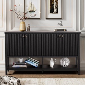 Bella Depot Farmhouse 59" Sideboard with Fluted 4-Door, Storage Cabinet with Open Shelf - 1 of 4