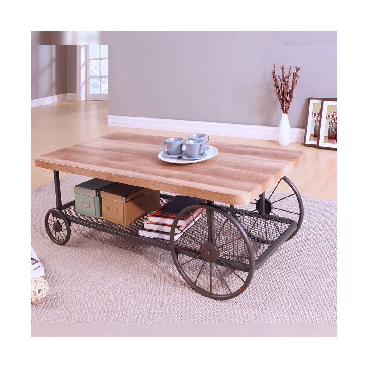 Acme Furniture Francie Coffee Table Oak/Antique Gray - thumbnail 2
