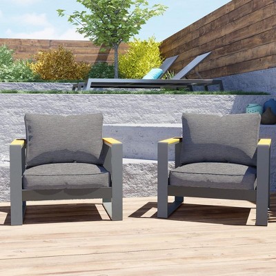 Aoodor Patio Furniture 2 PCS Armchairs Aluminum Sofa Couch Deep Seat
