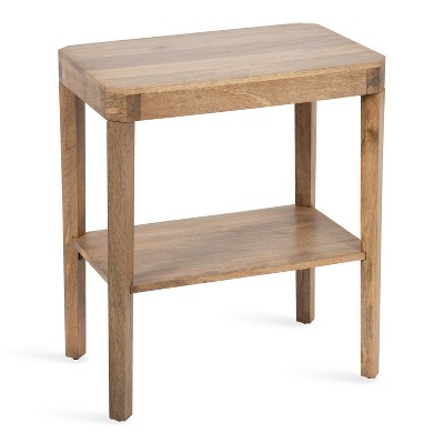 Natural Mango Wood Two-Tier Side Table