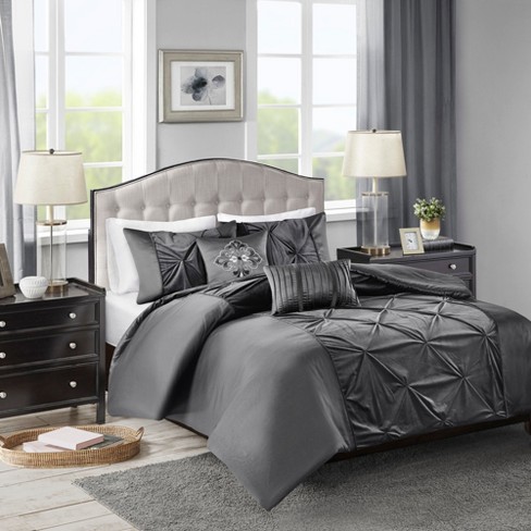 5pc King Sondra Velvet Comforter Set Gray Target