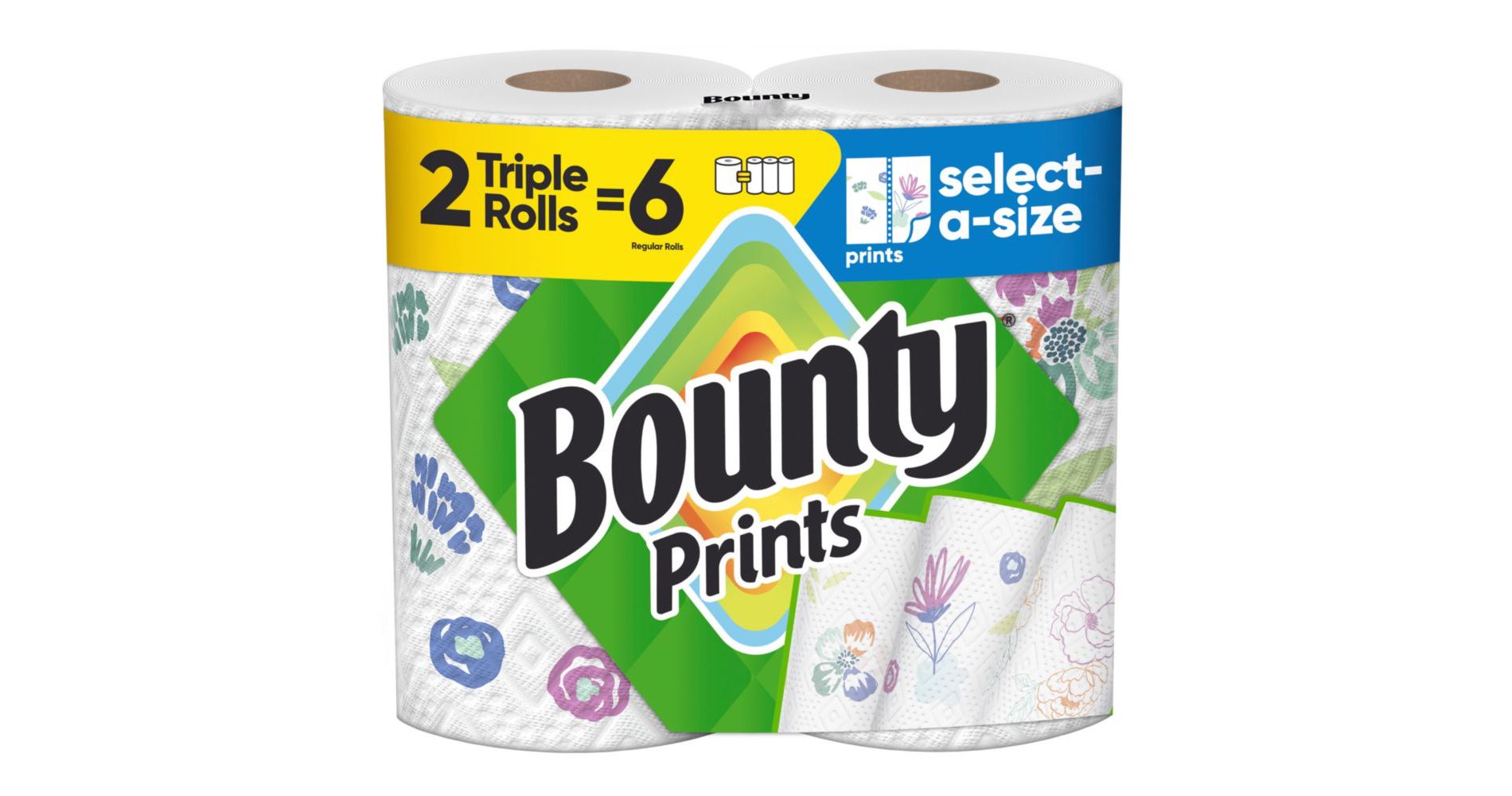 Bounty Select-A-Size Print Paper Towels - 2 Triple Rolls