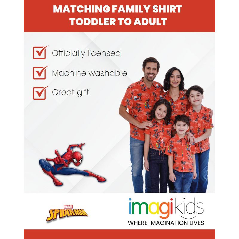 Marvel Spider-Man Hawaiian Matching Family Hawaiian Button Down Dress Shirt Toddler, 4 of 8