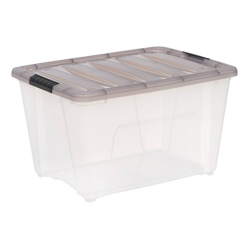 Iris 53.5qt Stack And Pull Plastic Storage Bin: Clear, Lidded, Portable ...