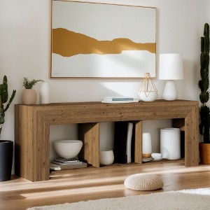 Hommoo 63" Solid Wood TV Stand – Rustic Entertainment Center Fits Up to 65" Screen - 1 of 4