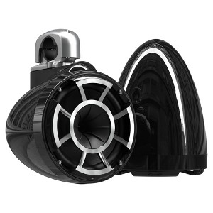 Wet Sounds REV 8 B-FC SA V2 - Black REV8 - Revolution Series 8" Tower Speakers, Pair with Silver Aluminum Fixed Clamps (pair) - 1 of 4