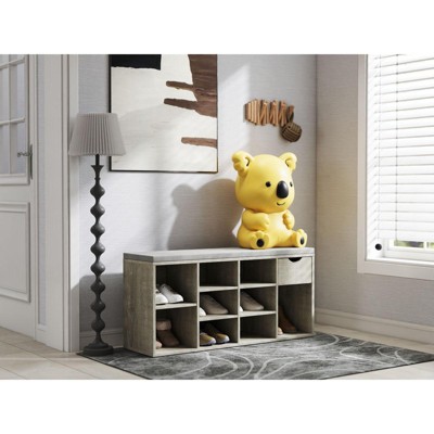 Shoe Change Stool with Cushioned Seat, Shoe Changing Bench with Organizer for Entryway, Living Room