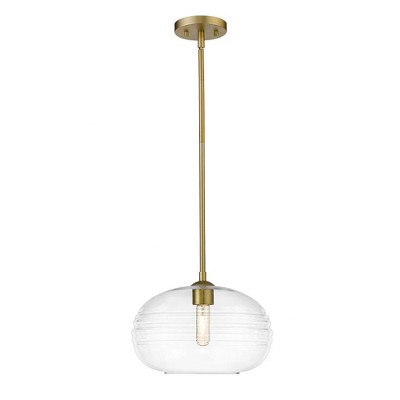Harmony Olde Brass Grooved Glass Pendant Light